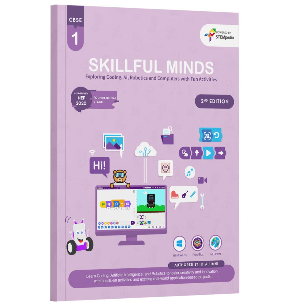 CBSE Coding, AI, Robotics and Computer Book – Class 1 Edition 2 for Academic Year 2025-26 | Skillful Minds