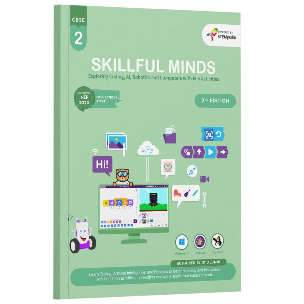 CBSE Coding, AI, Robotics and Computer Book – Class 2 Edition 2 for Academic Year 2025-26 | Skillful Minds
