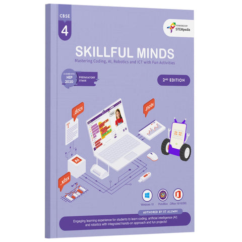 CBSE Coding, AI, Robotics and Computer Book – Class 4 Edition 2 for Academic Year 2025-26 | Skillful Minds